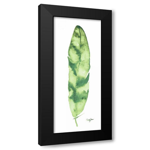 Green Feather Black Modern Wood Framed Art Print by James, Nola