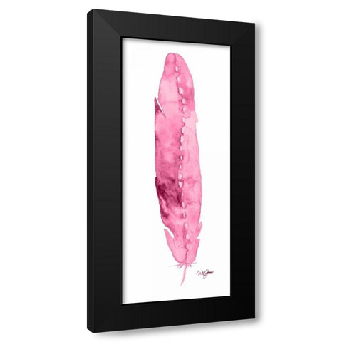 Pink Feather Black Modern Wood Framed Art Print by James, Nola