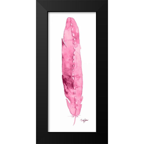 Pink Feather Black Modern Wood Framed Art Print by James, Nola