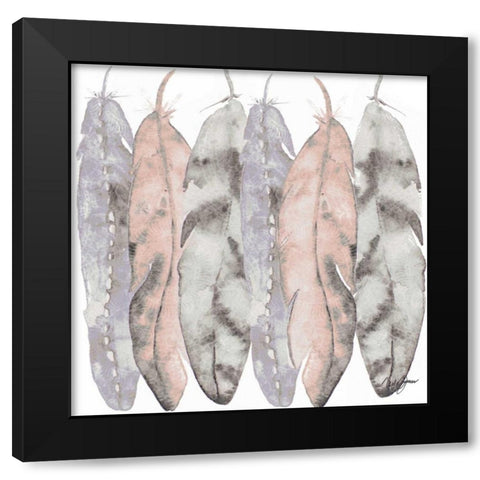Hanging Feathers Black Modern Wood Framed Art Print with Double Matting by James, Nola