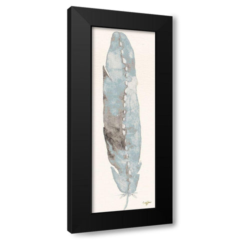 Single Feather III Black Modern Wood Framed Art Print by James, Nola