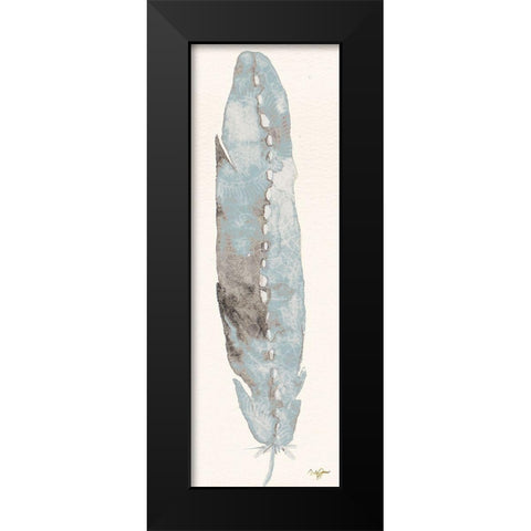 Single Feather III Black Modern Wood Framed Art Print by James, Nola
