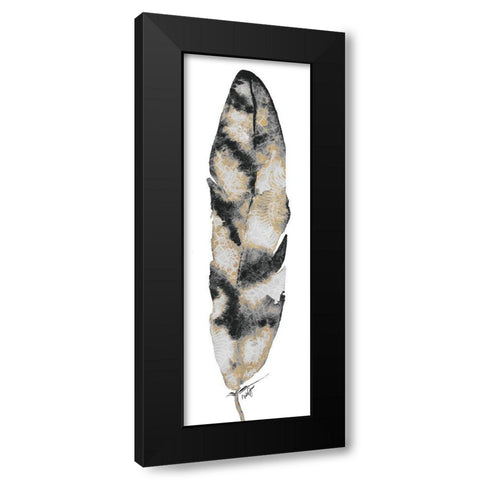 Black and Gold Feather Black Modern Wood Framed Art Print by James, Nola
