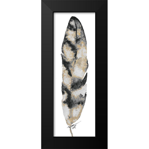 Black and Gold Feather Black Modern Wood Framed Art Print by James, Nola