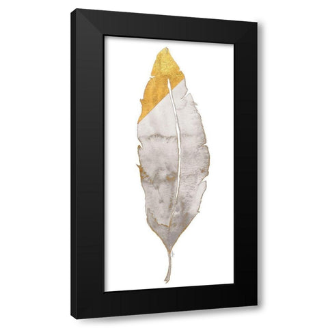 Gray and Gold Feather Black Modern Wood Framed Art Print with Double Matting by James, Nola
