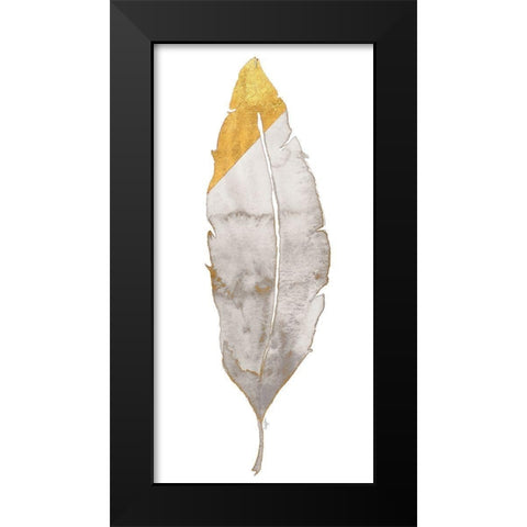 Gray and Gold Feather Black Modern Wood Framed Art Print by James, Nola