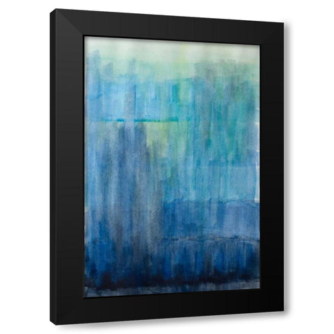Blue Ice Black Modern Wood Framed Art Print by Pinto, Patricia