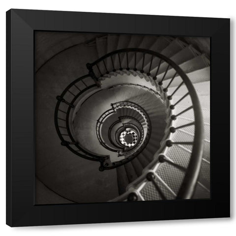 Lighthouse Staircase Black Modern Wood Framed Art Print with Double Matting by Peck, Gail