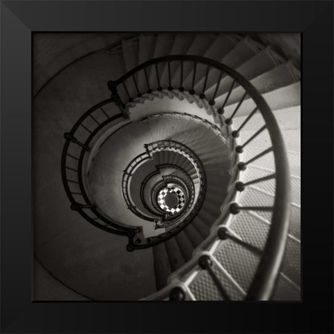 Lighthouse Staircase Black Modern Wood Framed Art Print by Peck, Gail