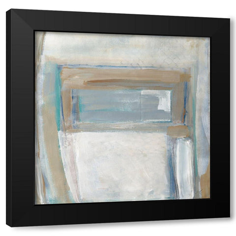 Grey Squares I Black Modern Wood Framed Art Print by Pattinian, Merri