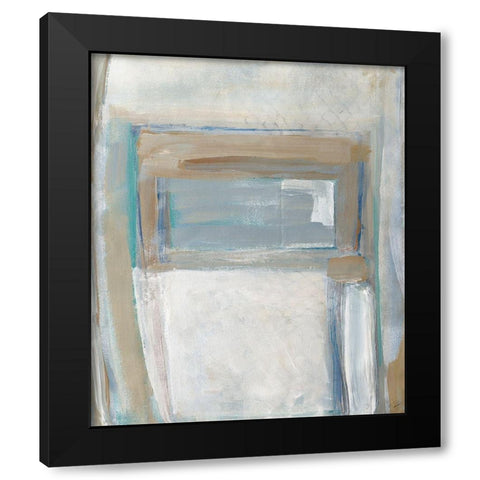 Grey Squares Rectangle I Black Modern Wood Framed Art Print with Double Matting by Pattinian, Merri