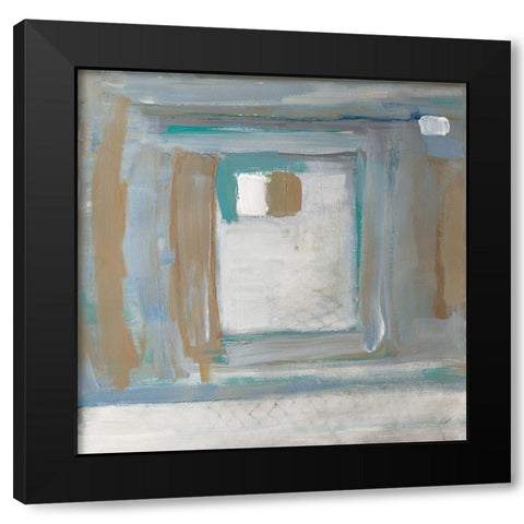 Grey Squares II Black Modern Wood Framed Art Print by Pattinian, Merri