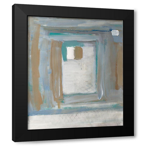 Grey Squares Rectangle II Black Modern Wood Framed Art Print with Double Matting by Pattinian, Merri