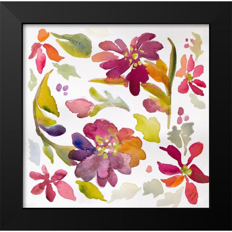 Floral Party Black Modern Wood Framed Art Print by Loreth, Lanie