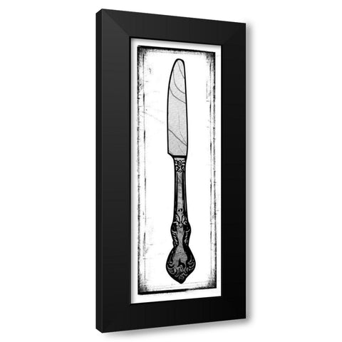 Bon Appetit Knife Black Modern Wood Framed Art Print with Double Matting by Medley, Elizabeth