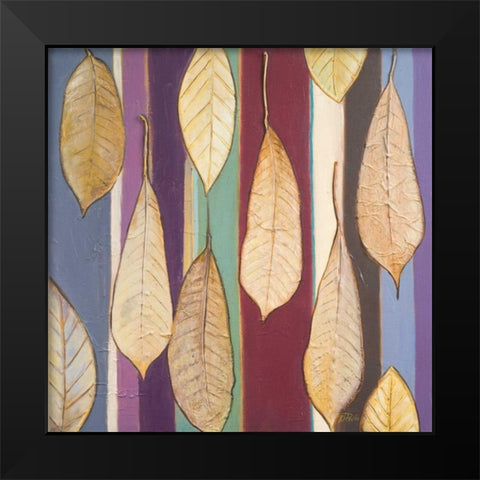 Leaves And Stripes I Black Modern Wood Framed Art Print by Pinto, Patricia
