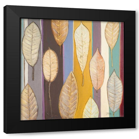 Leaves And Stripes I Black Modern Wood Framed Art Print by Pinto, Patricia