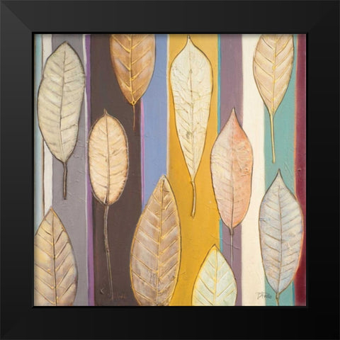 Leaves And Stripes I Black Modern Wood Framed Art Print by Pinto, Patricia