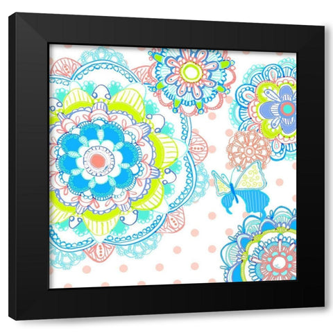 Mandala Butterfly Square Black Modern Wood Framed Art Print by Metz, Andi