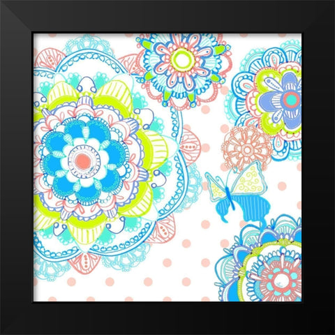 Mandala Butterfly Square Black Modern Wood Framed Art Print by Metz, Andi