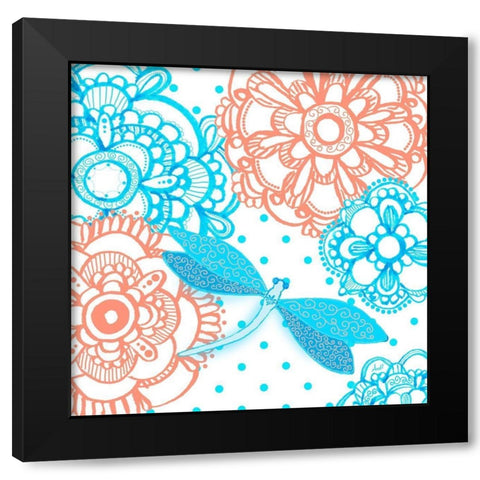 Mandala Dragonfly Square Black Modern Wood Framed Art Print by Metz, Andi