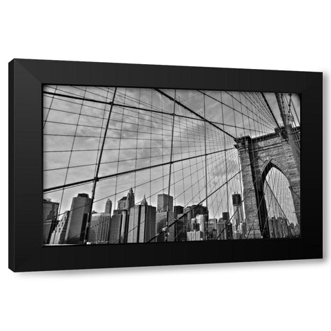 Brooklyn Bridge Black Modern Wood Framed Art Print by Bill Carson Photography
