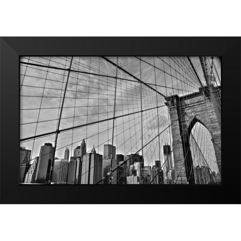 Brooklyn Bridge Black Modern Wood Framed Art Print by Bill Carson Photography