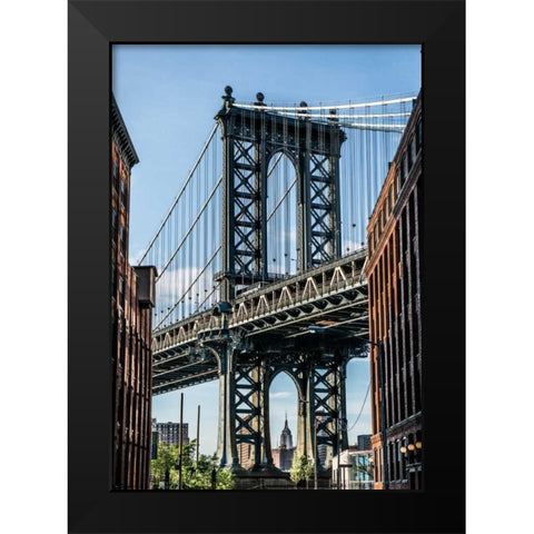 Manhattan Bridge Black Modern Wood Framed Art Print by Bill Carson Photography