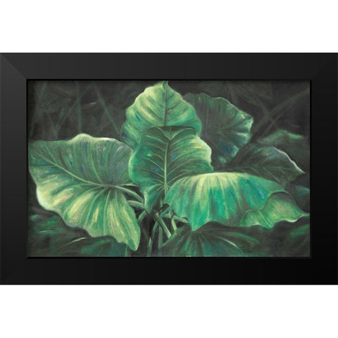 Tropical Esmeralda Leaves Black Modern Wood Framed Art Print by Pinto, Patricia
