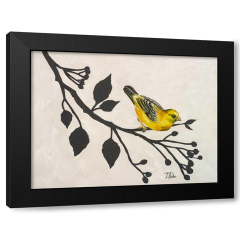 Yellow Bird On the Branch I Black Modern Wood Framed Art Print by Pinto, Patricia