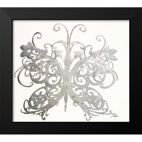 Silver Butterfly (Philigrana) Black Modern Wood Framed Art Print by Pinto, Patricia