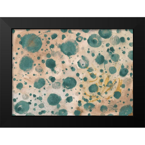 Rustic Turquoise Dots Black Modern Wood Framed Art Print by Pinto, Patricia