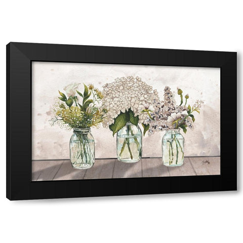 Jars Of Wildflowers Black Modern Wood Framed Art Print with Double Matting by Medley, Elizabeth