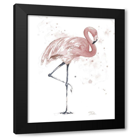 Flamingo Stand II Black Modern Wood Framed Art Print by Pinto, Patricia
