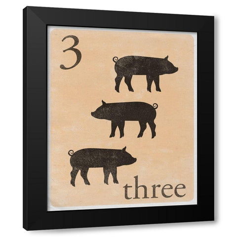 Count by Farm Animals III Black Modern Wood Framed Art Print by SD Graphics Studio