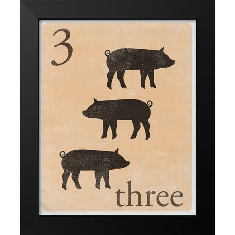 Count by Farm Animals III Black Modern Wood Framed Art Print by SD Graphics Studio