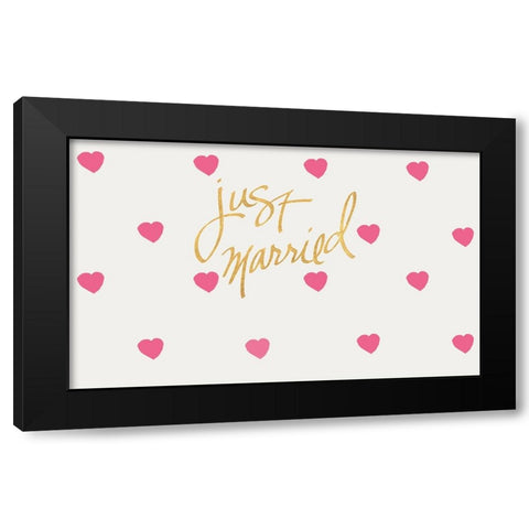 Just Married Black Modern Wood Framed Art Print by SD Graphics Studio