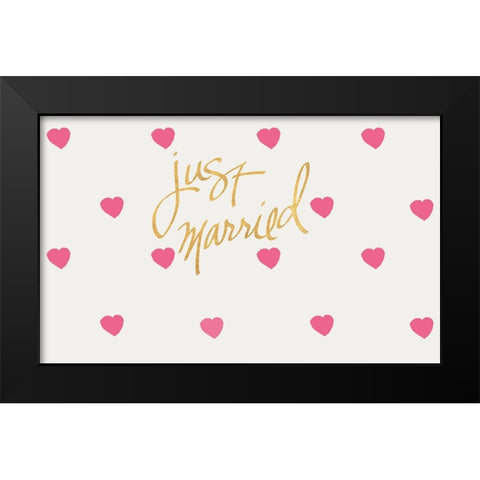 Just Married Black Modern Wood Framed Art Print by SD Graphics Studio