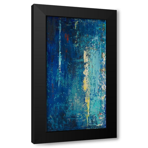 Deep Blue Abstract Black Modern Wood Framed Art Print by Pinto, Patricia