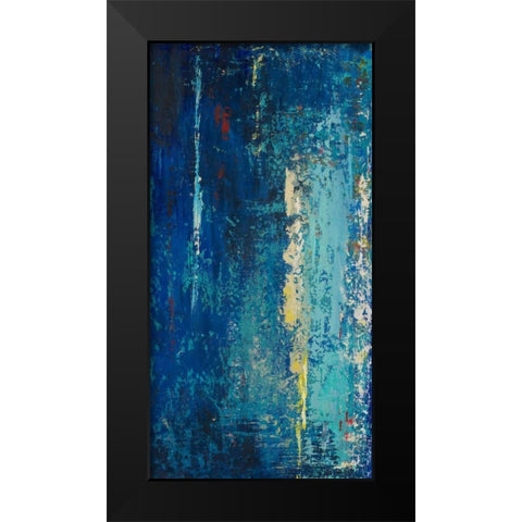 Deep Blue Abstract Black Modern Wood Framed Art Print by Pinto, Patricia