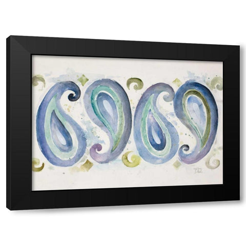 Paisley Design Black Modern Wood Framed Art Print with Double Matting by Pinto, Patricia
