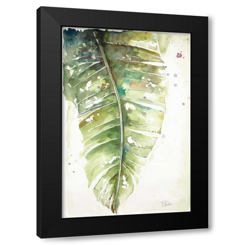 Watercolor Plantain Leaves I Black Modern Wood Framed Art Print with Double Matting by Pinto, Patricia