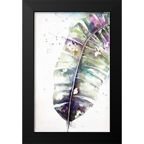 Watercolor Plantain Leaves with Purple II Black Modern Wood Framed Art Print by Pinto, Patricia