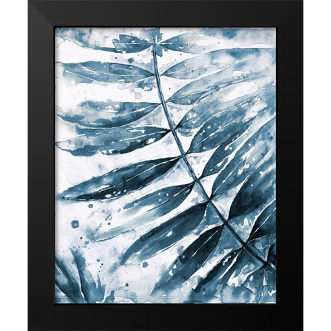 Blue Jungle Leaf II Black Modern Wood Framed Art Print by Pinto, Patricia