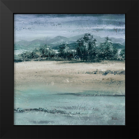 The Blue Forest Square II Black Modern Wood Framed Art Print by Pinto, Patricia