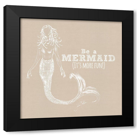 Be A Mermaid Black Modern Wood Framed Art Print with Double Matting by DeRice, Julie