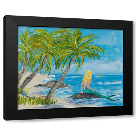 Mermaid Beach Black Modern Wood Framed Art Print by DeRice, Julie