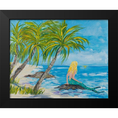 Mermaid Beach Black Modern Wood Framed Art Print by DeRice, Julie