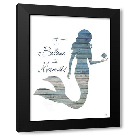 I Believe in Mermaids Black Modern Wood Framed Art Print with Double Matting by DeRice, Julie