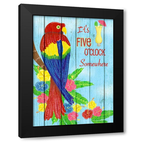 Parrot Party I Black Modern Wood Framed Art Print by Metz, Andi